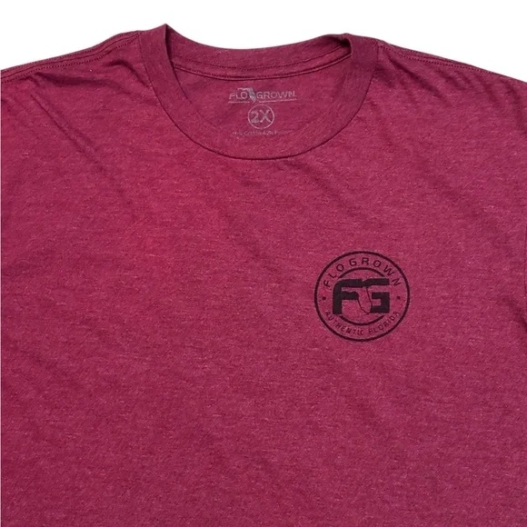 FLOGROWN Maroon Crew Neck Shirt USA Mud Truck Design - Picture 3 of 7